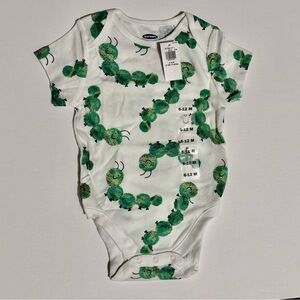 Old Navy Green and White Caterpillar Bodysuit